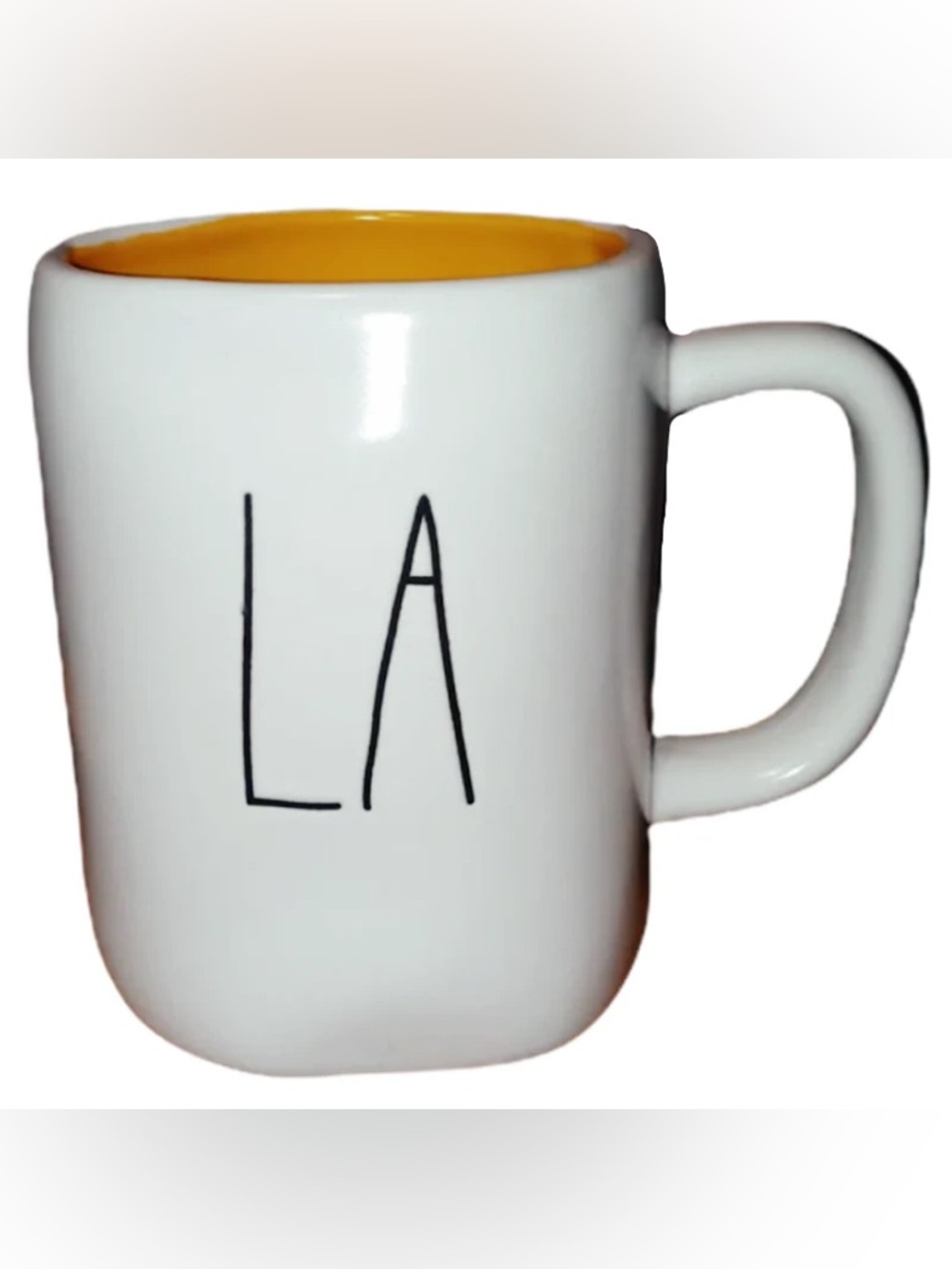 Rae Dunn 'LA' White Mug with Yellow Interior